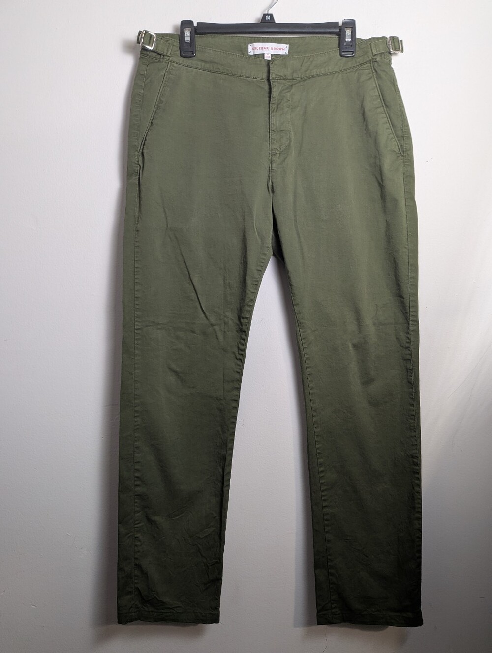 Orlebar Brown Campbell Pants Green Trouser Side Buckle Straps Sz 34